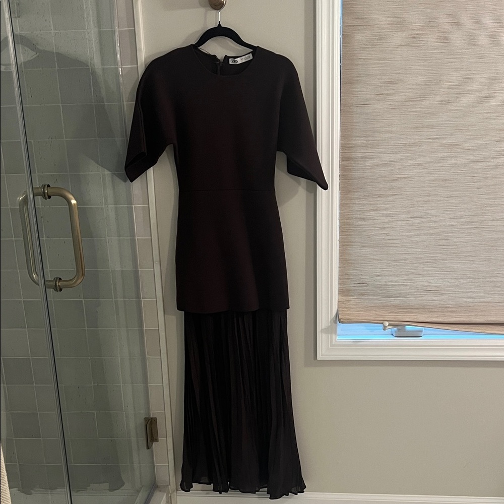 Zara Chocolate Brown mid Sleeve Dress